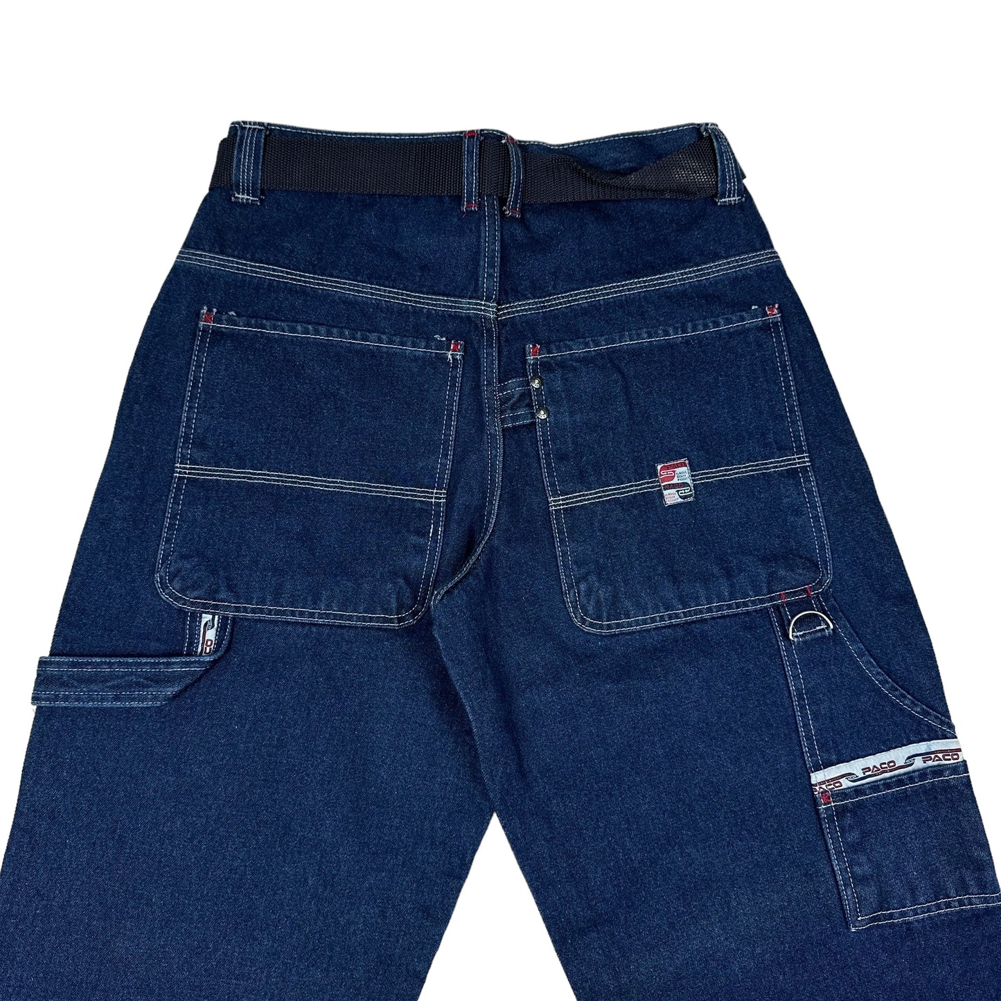Vintage Y2K Paco Jeans Blue Carpenter Pants with Belt