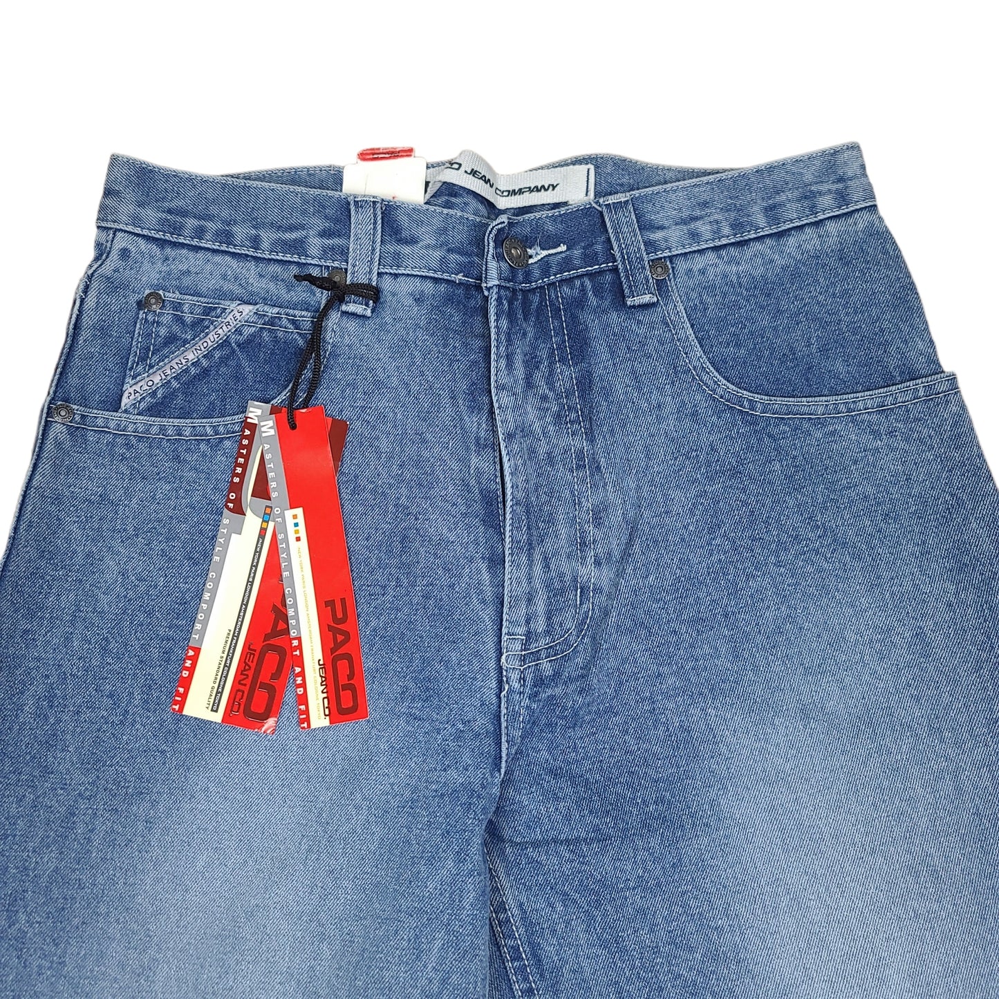 Vintage Y2K Light Blue Paco Jeans Embroidered Arch Pocket Denim Pants