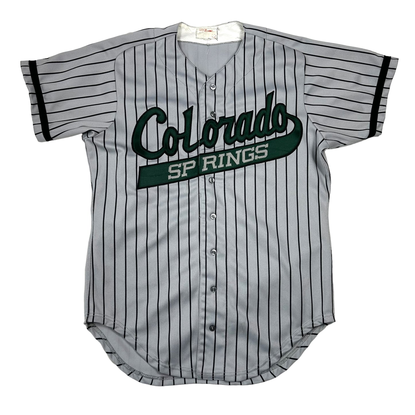 Vintage Colorado Springs Gray Green Pinstripe Wilson Baseball Jersey