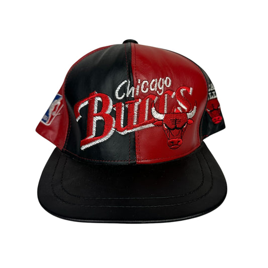 Vintage Chicago Bulls Hat Leather Pinwheel