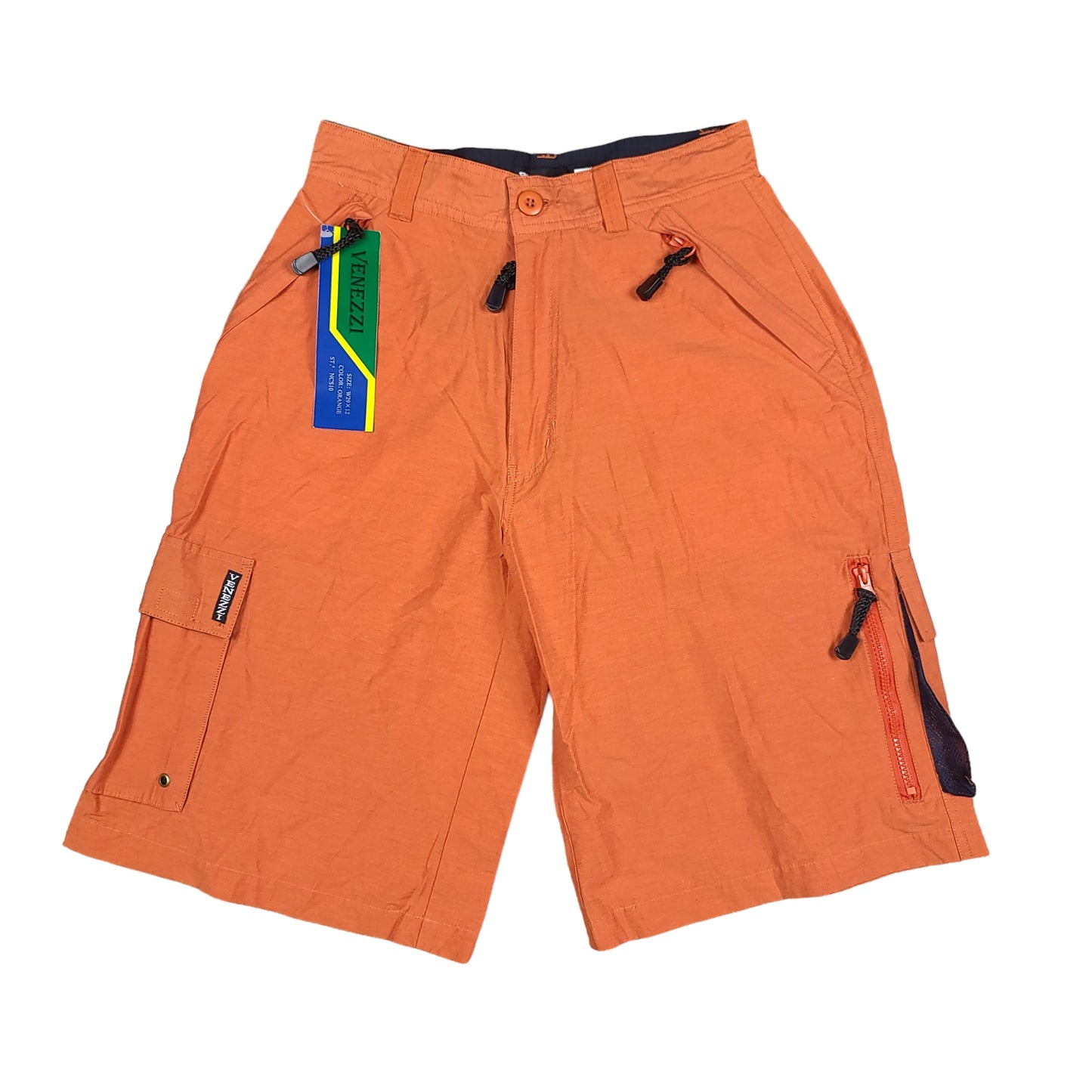 Venezzi Orange Nylon Cargo Shorts