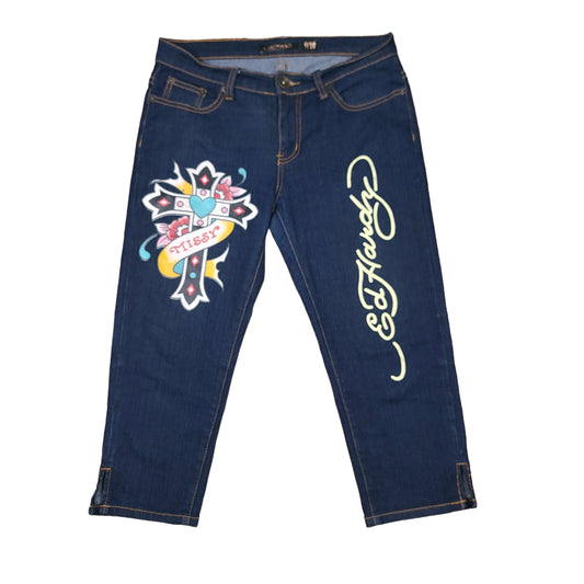 Vintage Y2K Ed Hardy Tattoo Missy Denim Capri Pants