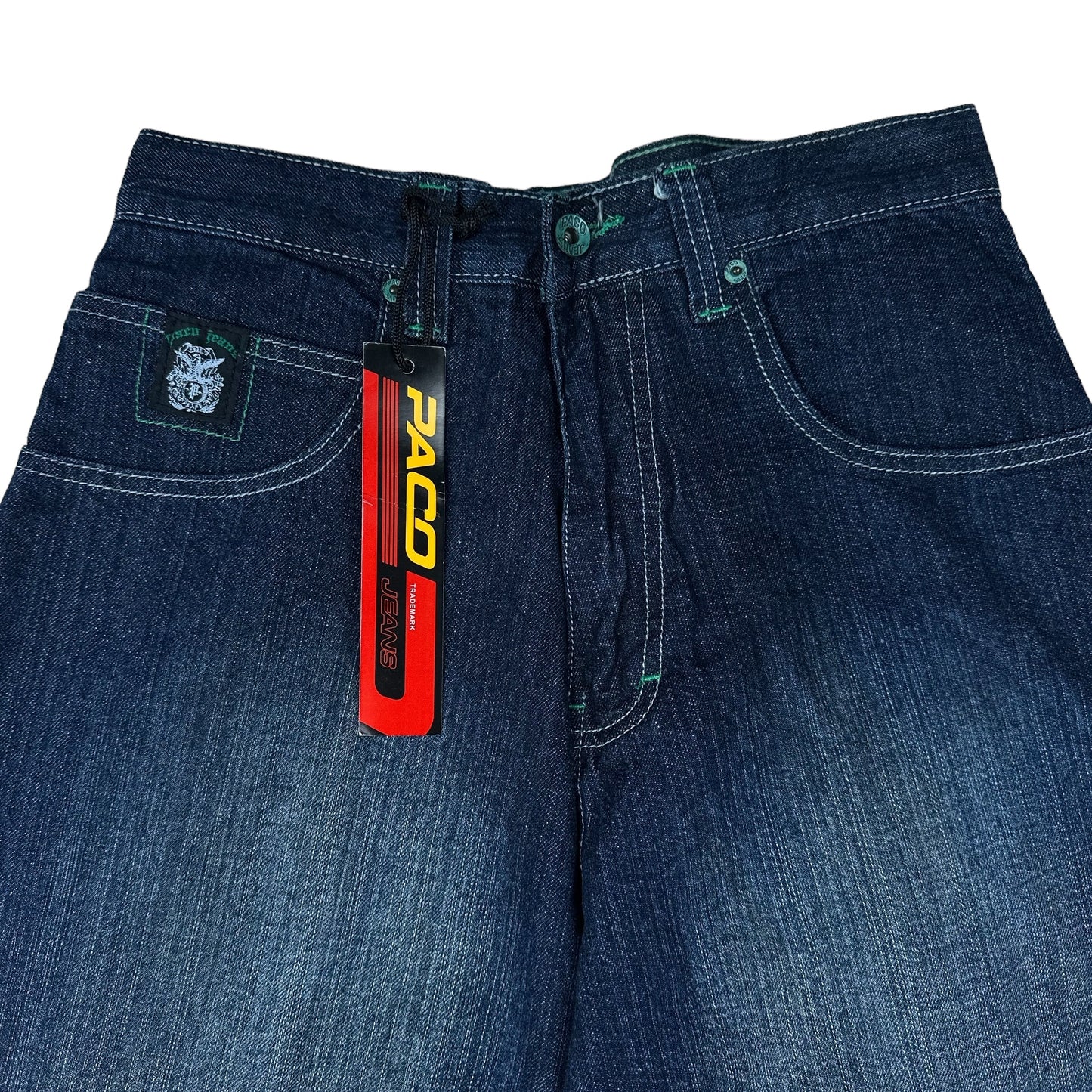 Vintage Y2K Paco Jeans Green Shield Dark Blue Denim Pants
