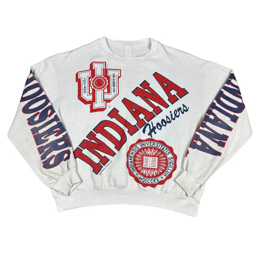 Vintage Indiana University Sweatshirt Hoosiers White All Over Print