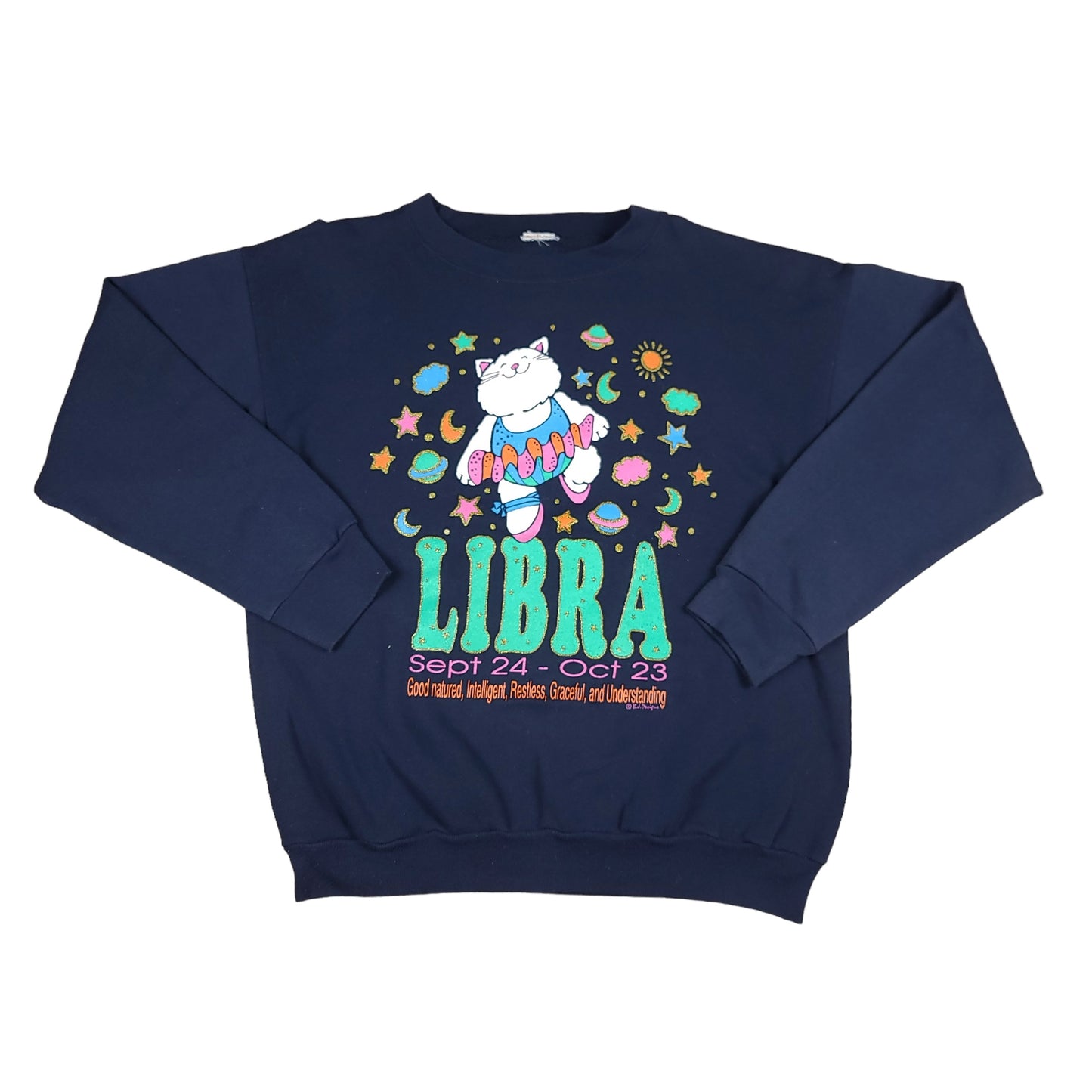 Vintage Libra Navy Blue Cat Sweatshirt