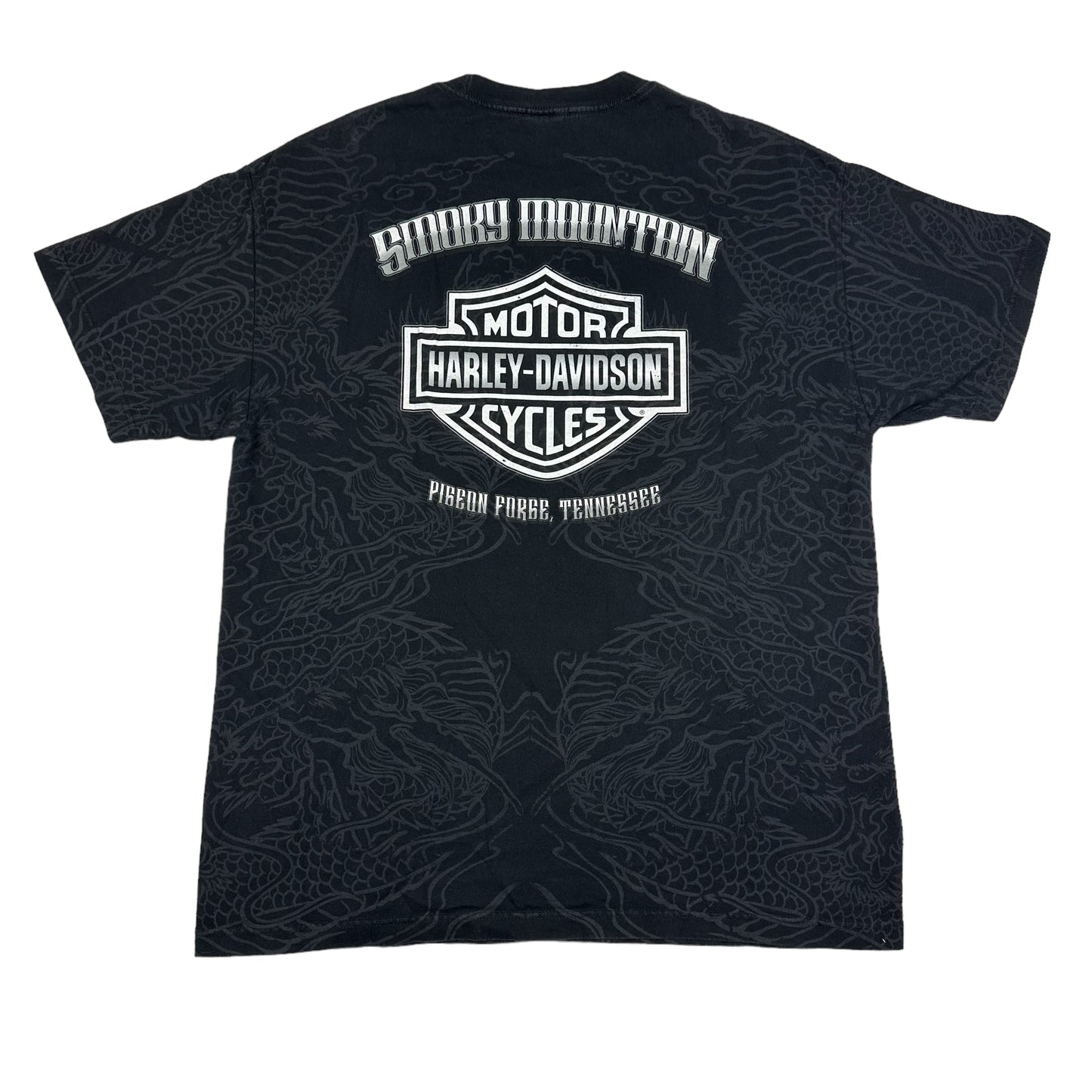 Harley Davidson Motorcycles Smokey Mountain Dragon Black Tee