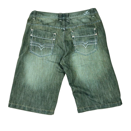 Vintage Y2K Zinzu Jeans Company Green Rust Denim Shorts