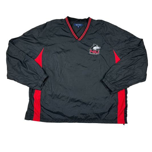 Northern Illinois University Huskies Black Red Windbreaker Pullover Jacket