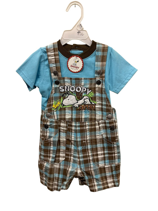 Snoopy Shortalls Set Plaid