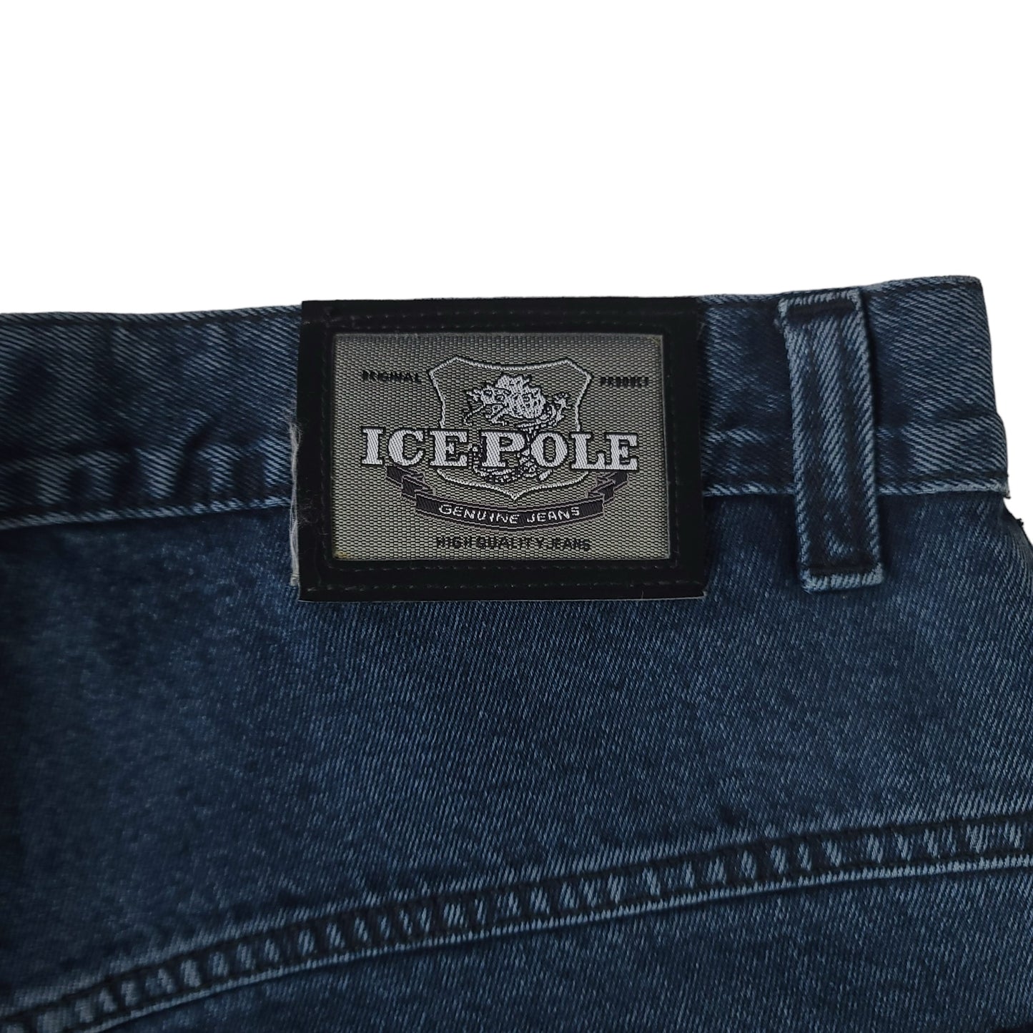 Vintage Y2K Dark Blue Ice Pole Gold Embroidered Denim Pants