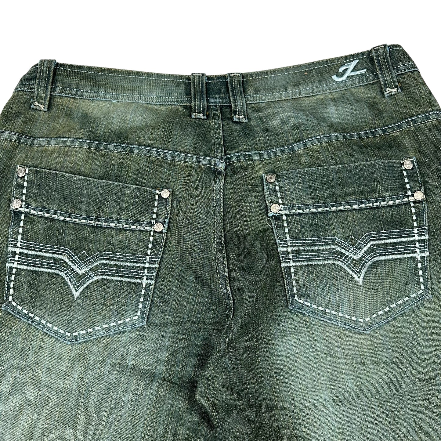 Vintage Y2K Zinzu Jeans Company Green Rust Denim Shorts