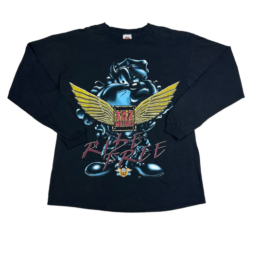 Taz Motors Ride Free Looney Tunes Black Long Sleeve Tee