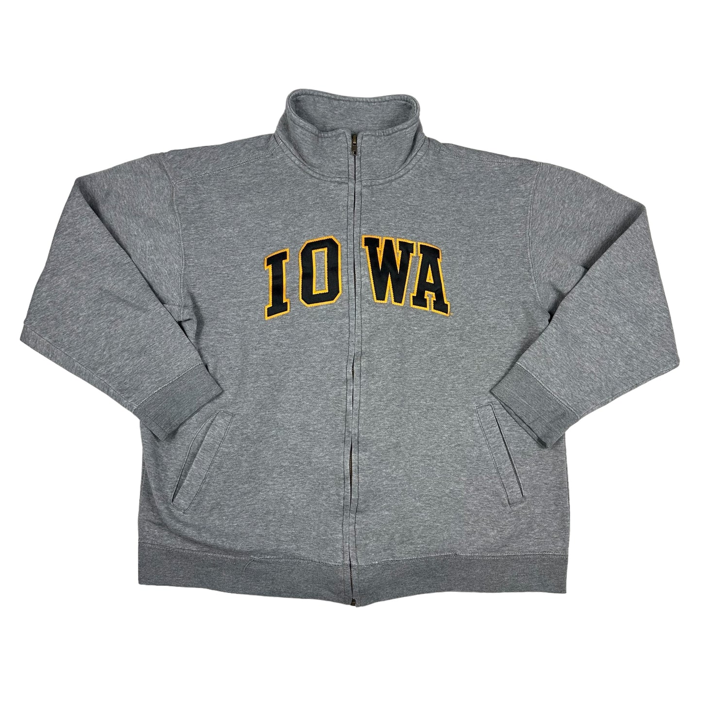 Vintage University of Iowa Gray MV Sport Pro Weave Full Zip Sweatshirt