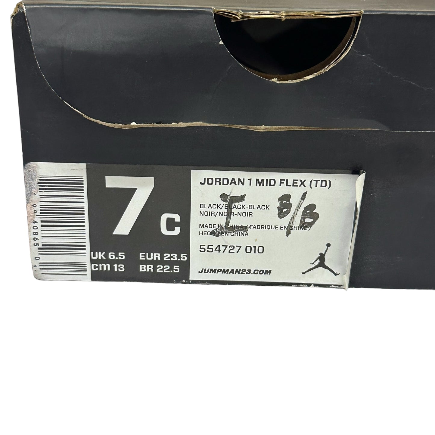 Jordan 1 Black Mid Flex (TD) New with Box