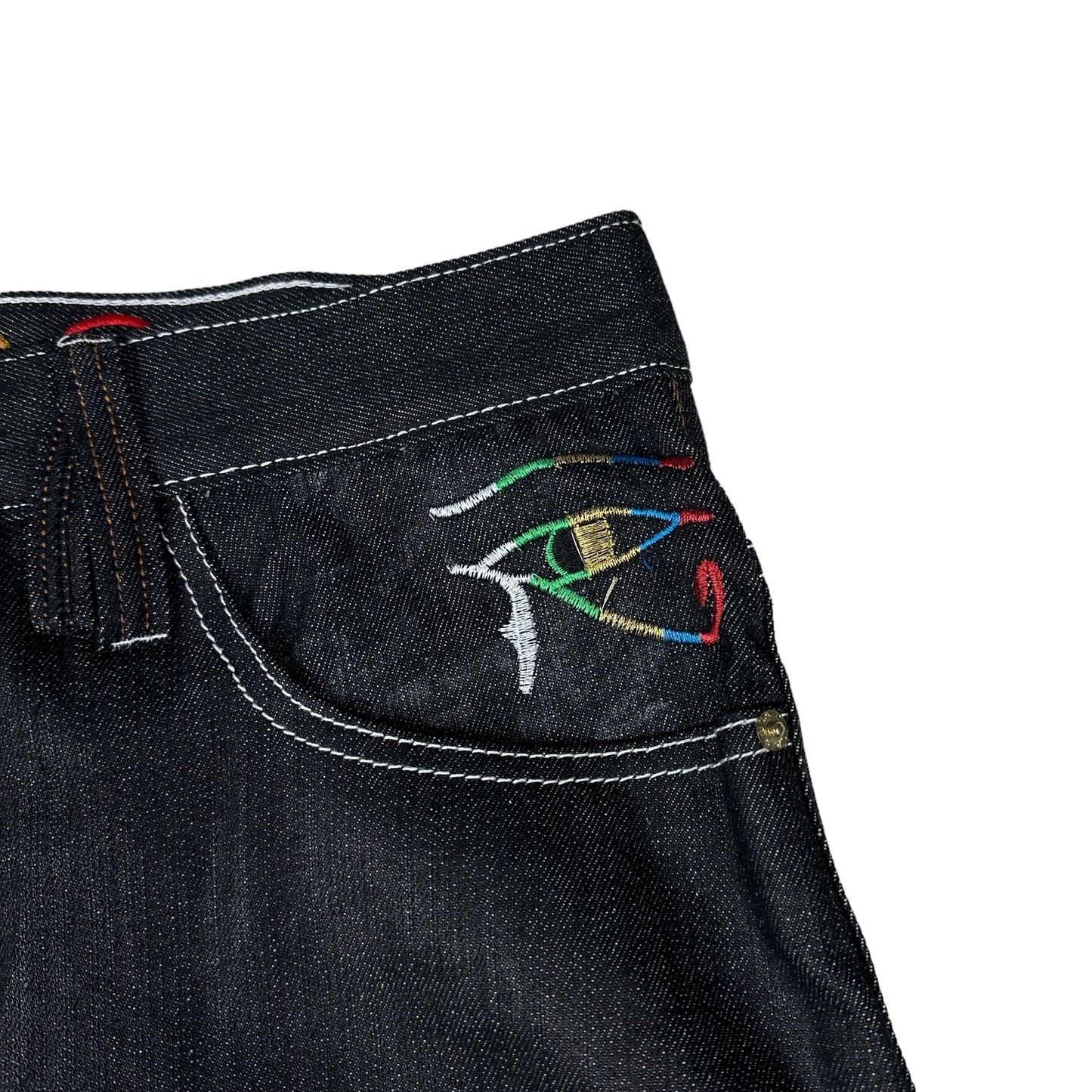 Vintage Y2K Coogi Egyptian Embroidered Black Denim Pants