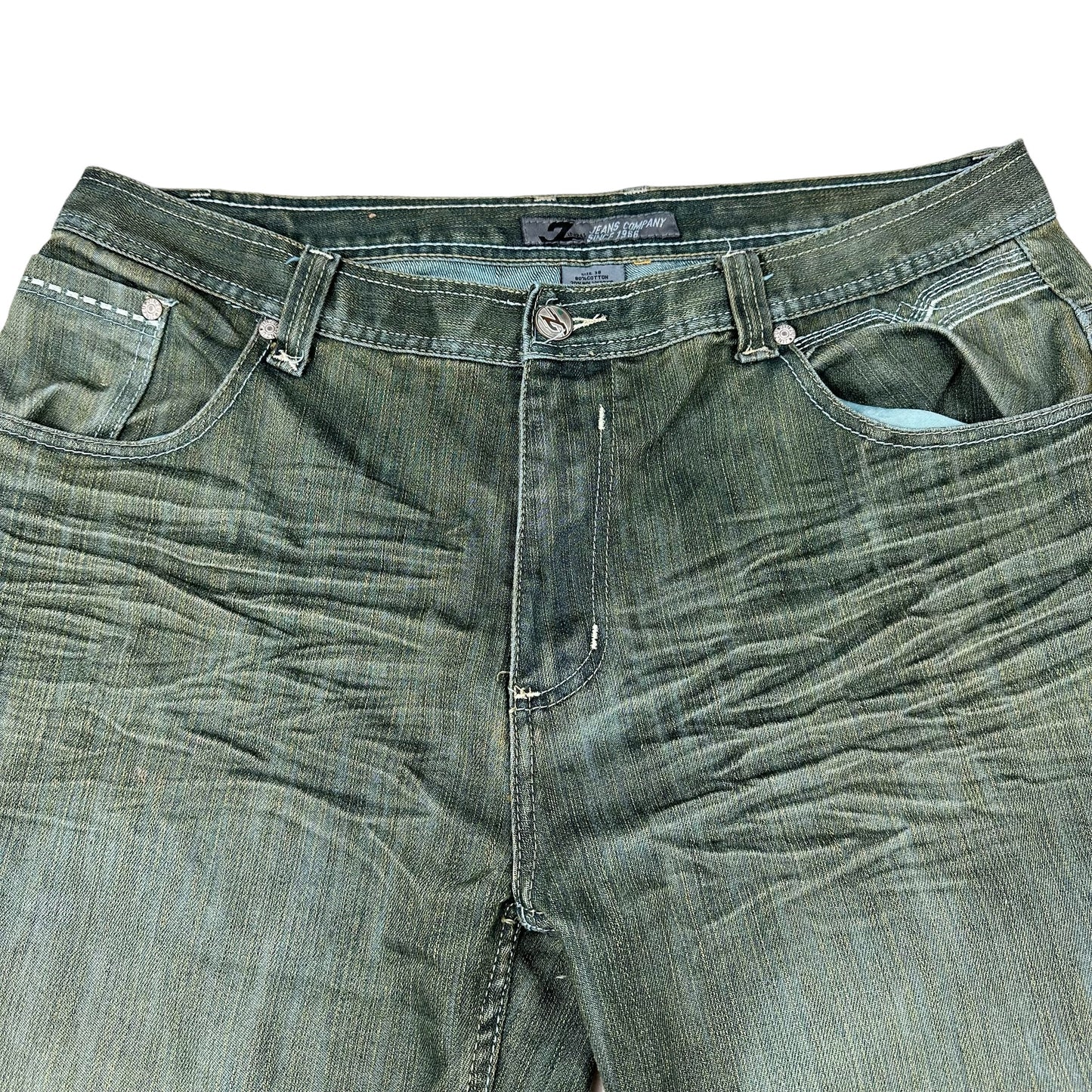 Vintage Y2K Zinzu Jeans Company Green Rust Denim Shorts