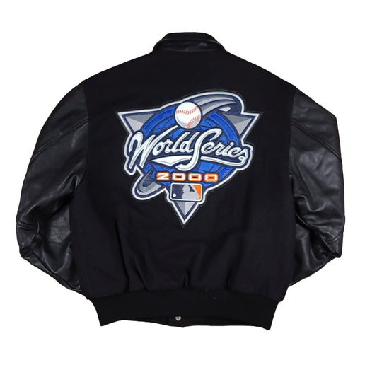 Vintage MLB World Series Black Leather Wool Genuine Merchandise GIII Jacket
