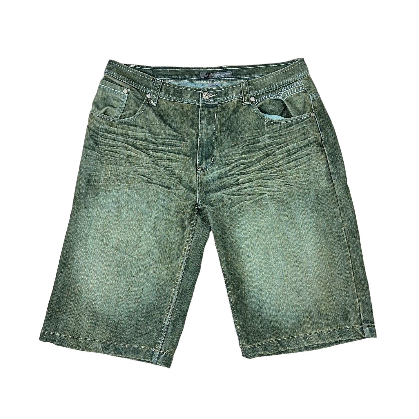 Vintage Y2K Zinzu Jeans Company Green Rust Denim Shorts