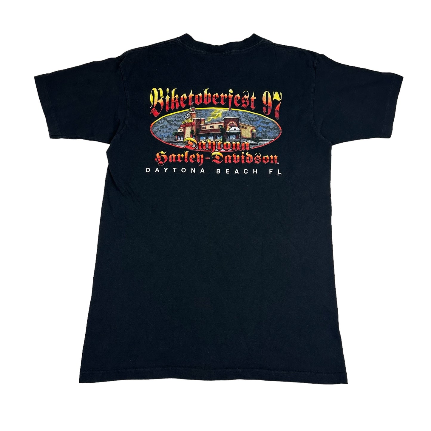 Vintage Harley Davidson Motorcycles Biketoberfest Daytona Beach Florida 1997 Black Tee