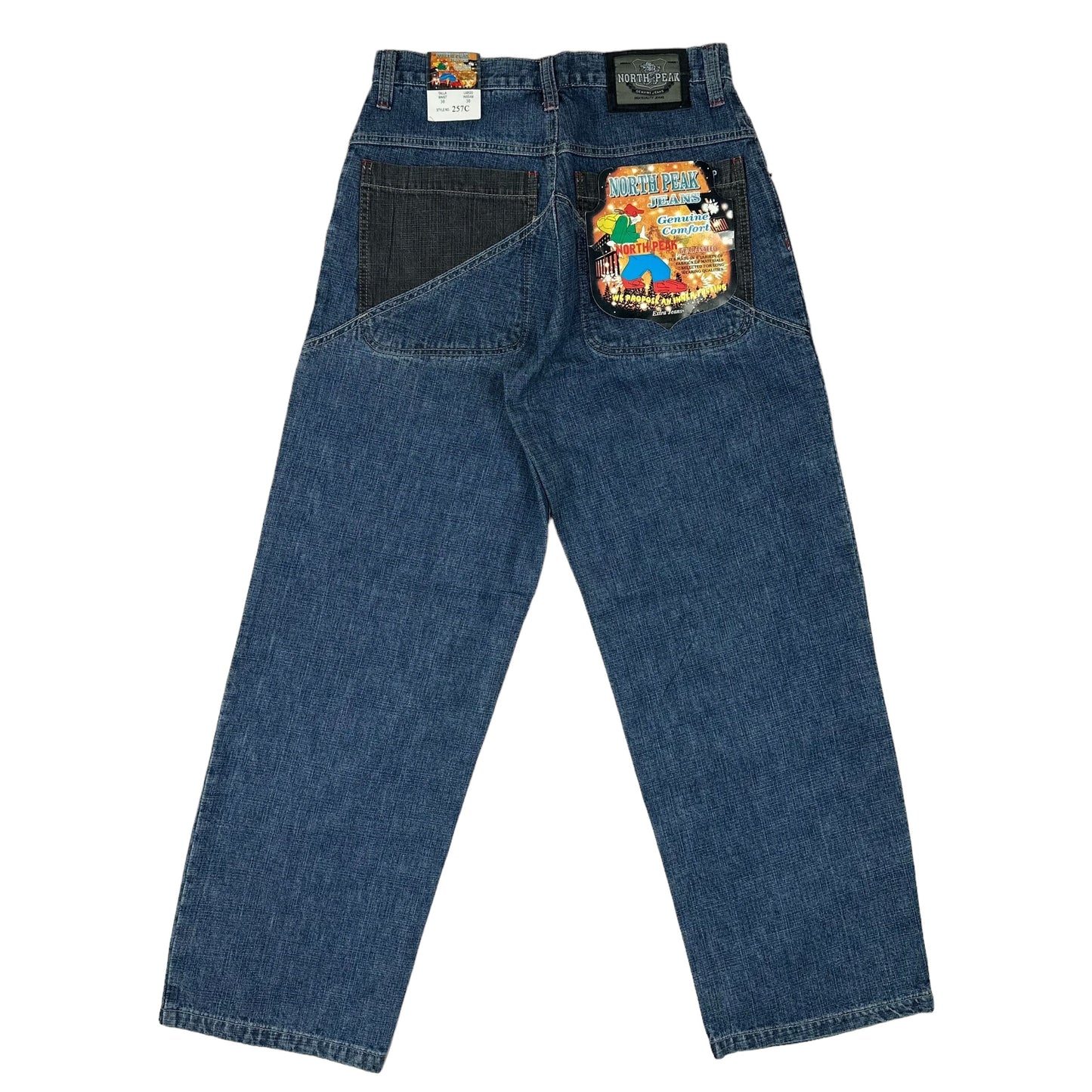 Vintage Y2K North Peak Blue Denim Black Pocket Pants