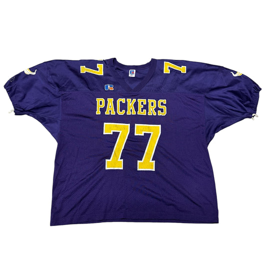 Vintage Cudahy High School Packers #77 Purple Russell Athletic Football Jersey