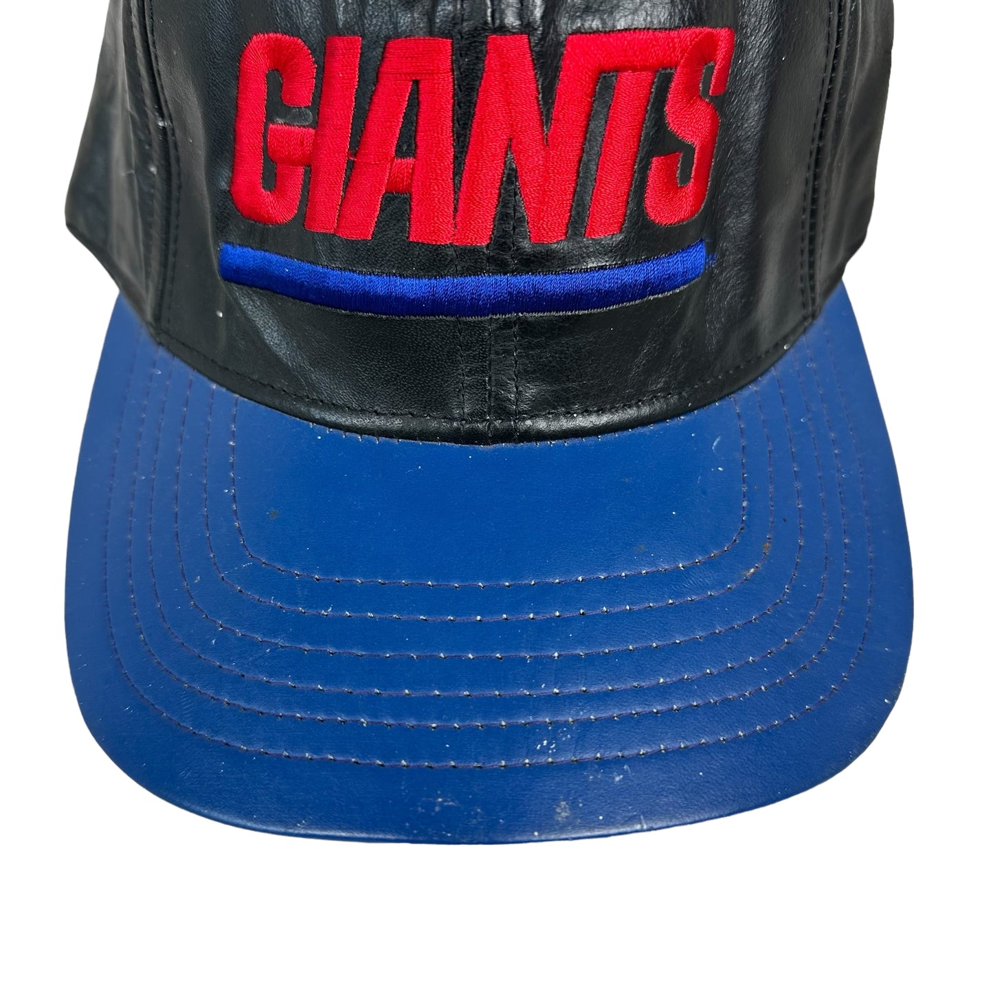 Vintage New York Giants Black Leather Jeff Hamilton Hook & Loop Back Hat