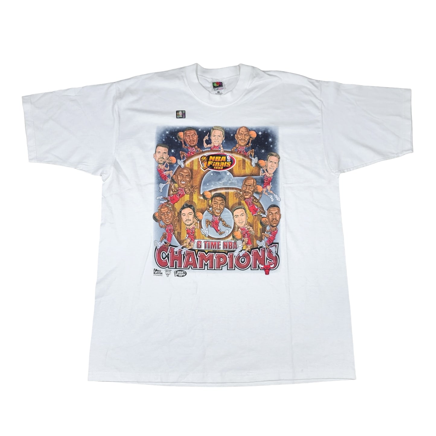 Vintage Chicago Bulls 1998 NBA Champions White Caricature Tee