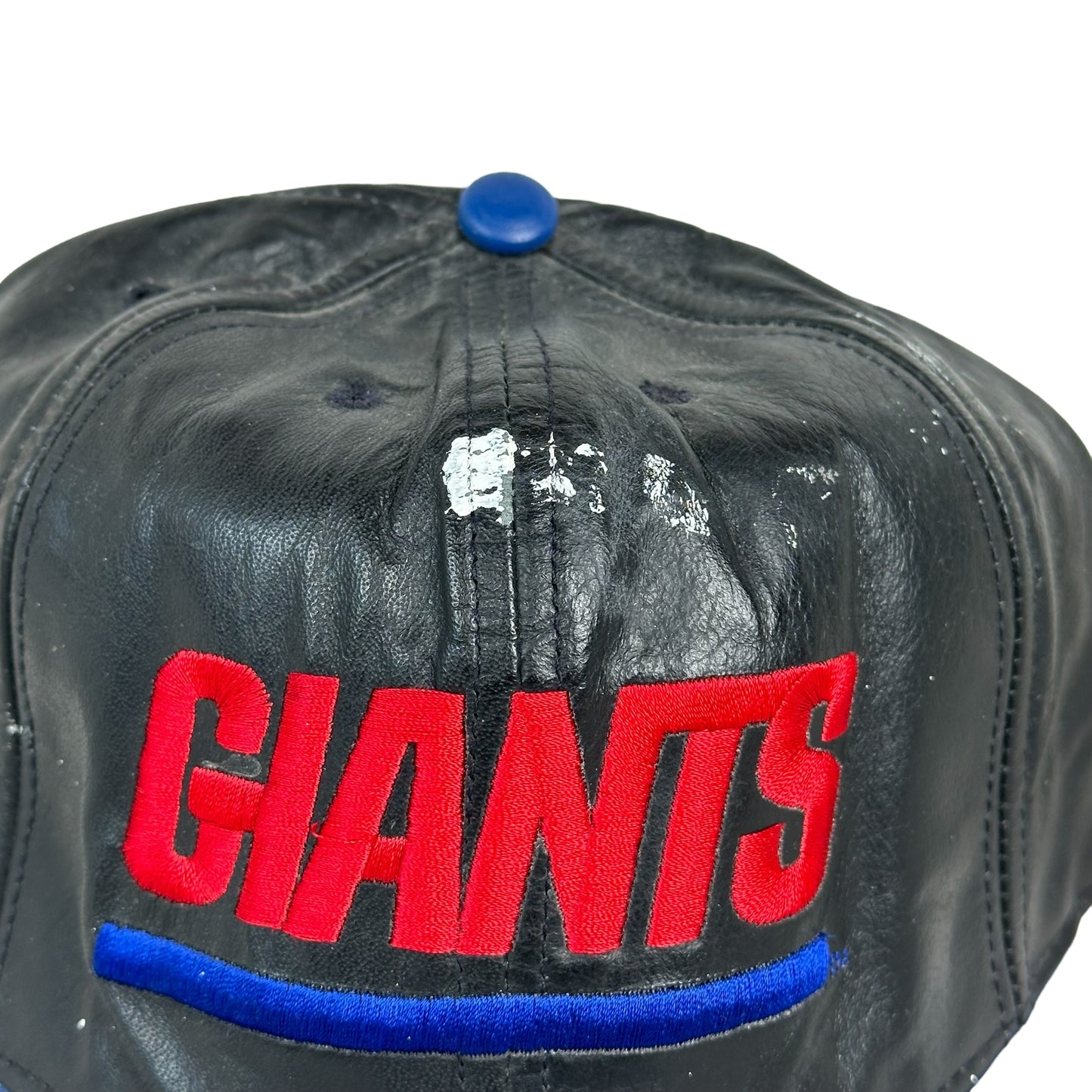 Vintage New York Giants Black Leather Jeff Hamilton Hook & Loop Back Hat