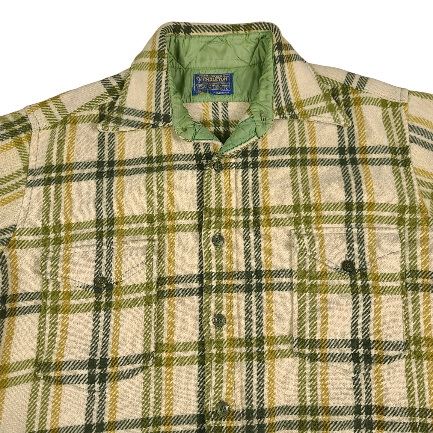 Vintage Pendleton Green Plaid Wool Shirt