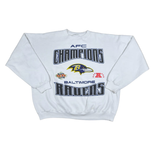 Vintage Baltimore Ravens AFC Champions White Sweatshirt