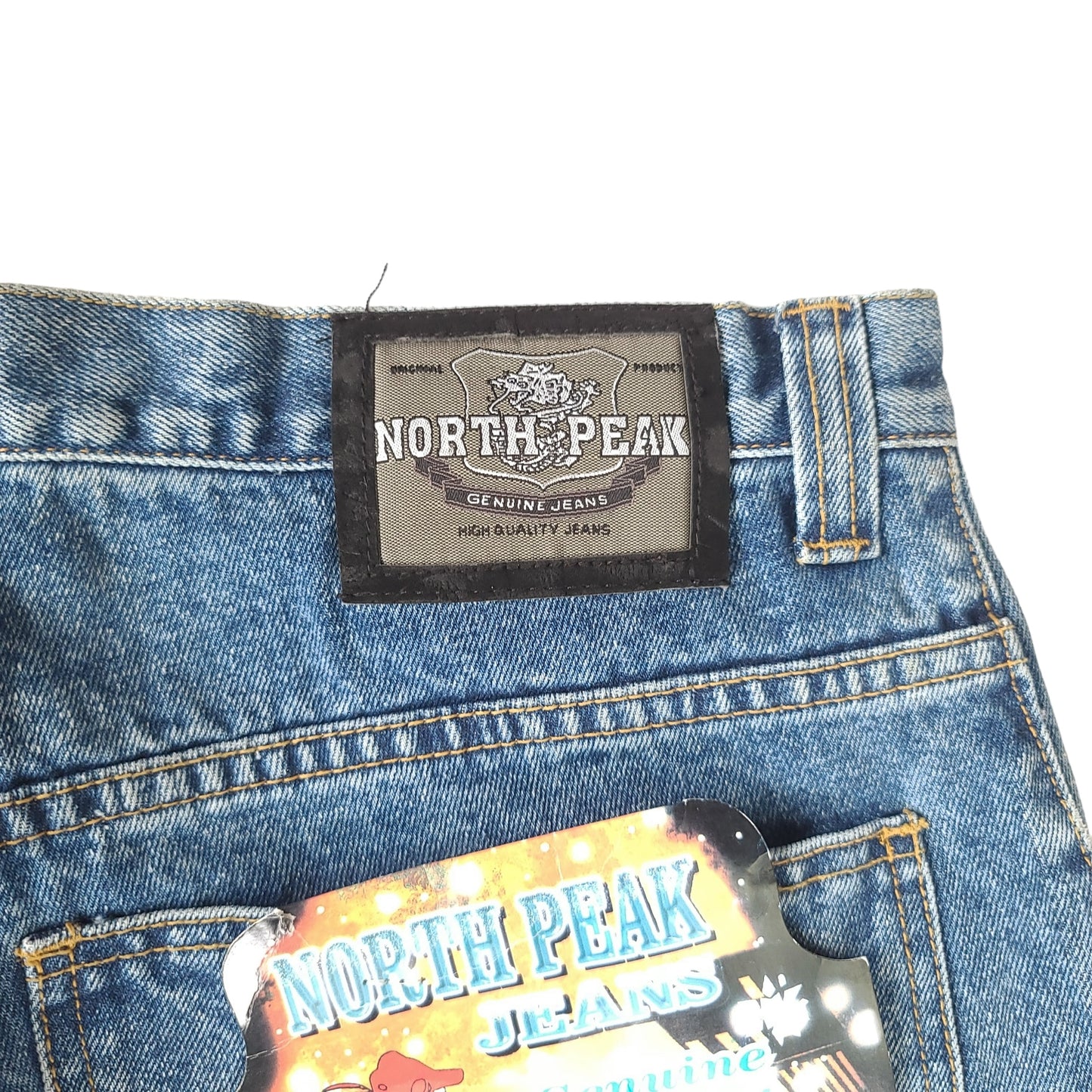 Vintage Y2K Blue North Peak Gold Embroidered Denim Pants