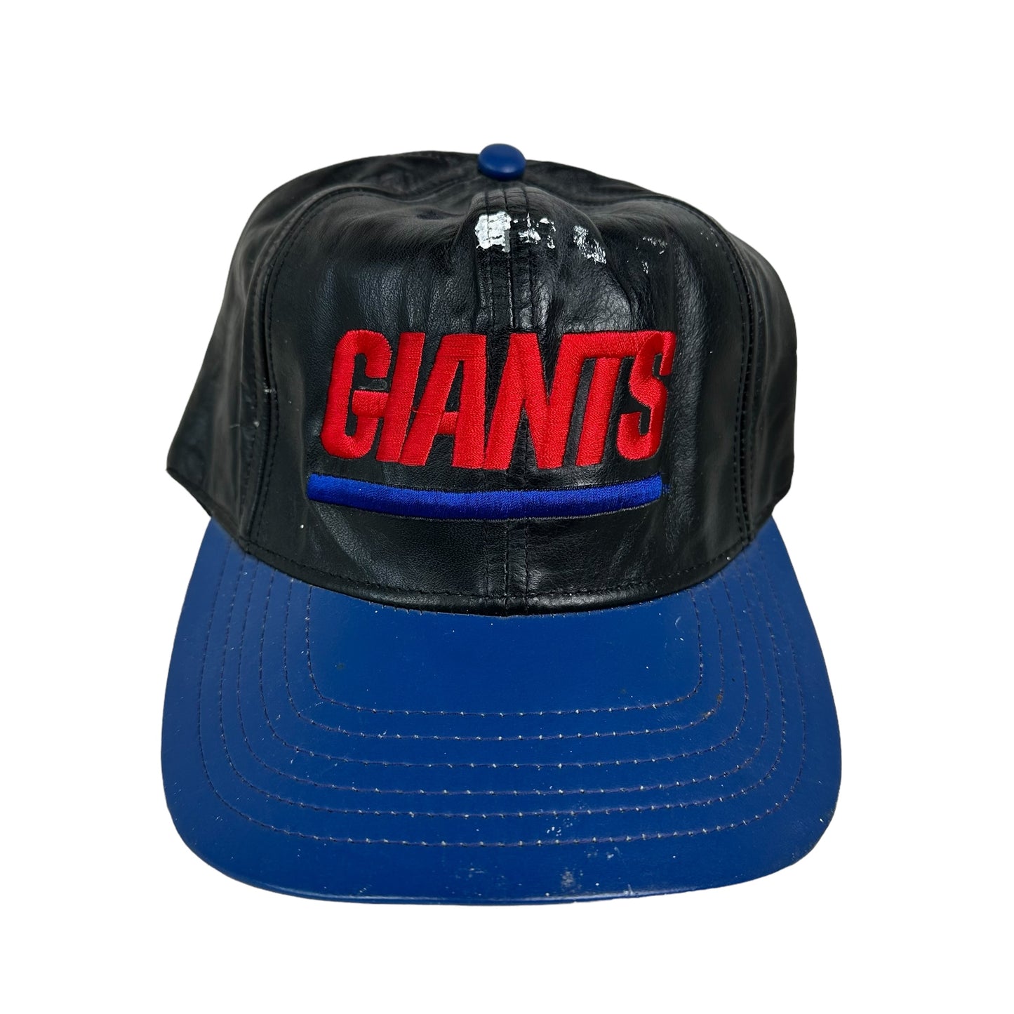 Vintage New York Giants Black Leather Jeff Hamilton Hook & Loop Back Hat