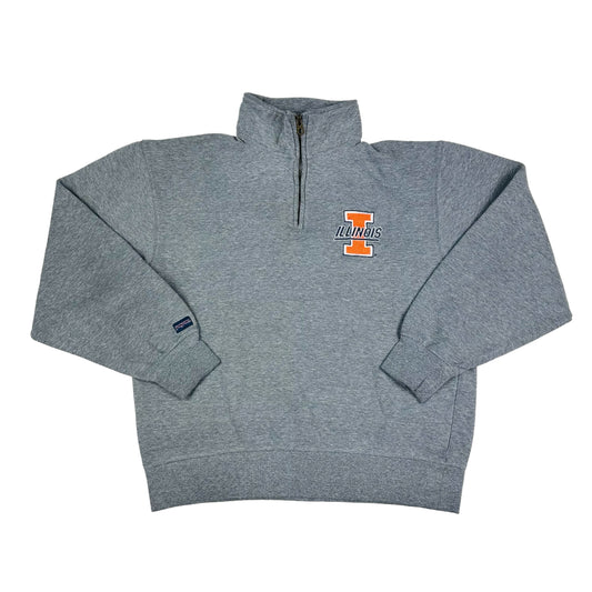 Vintage University of Illinois Champaign Urbana 1/4 Zip Gray Jansport Sweatshirt