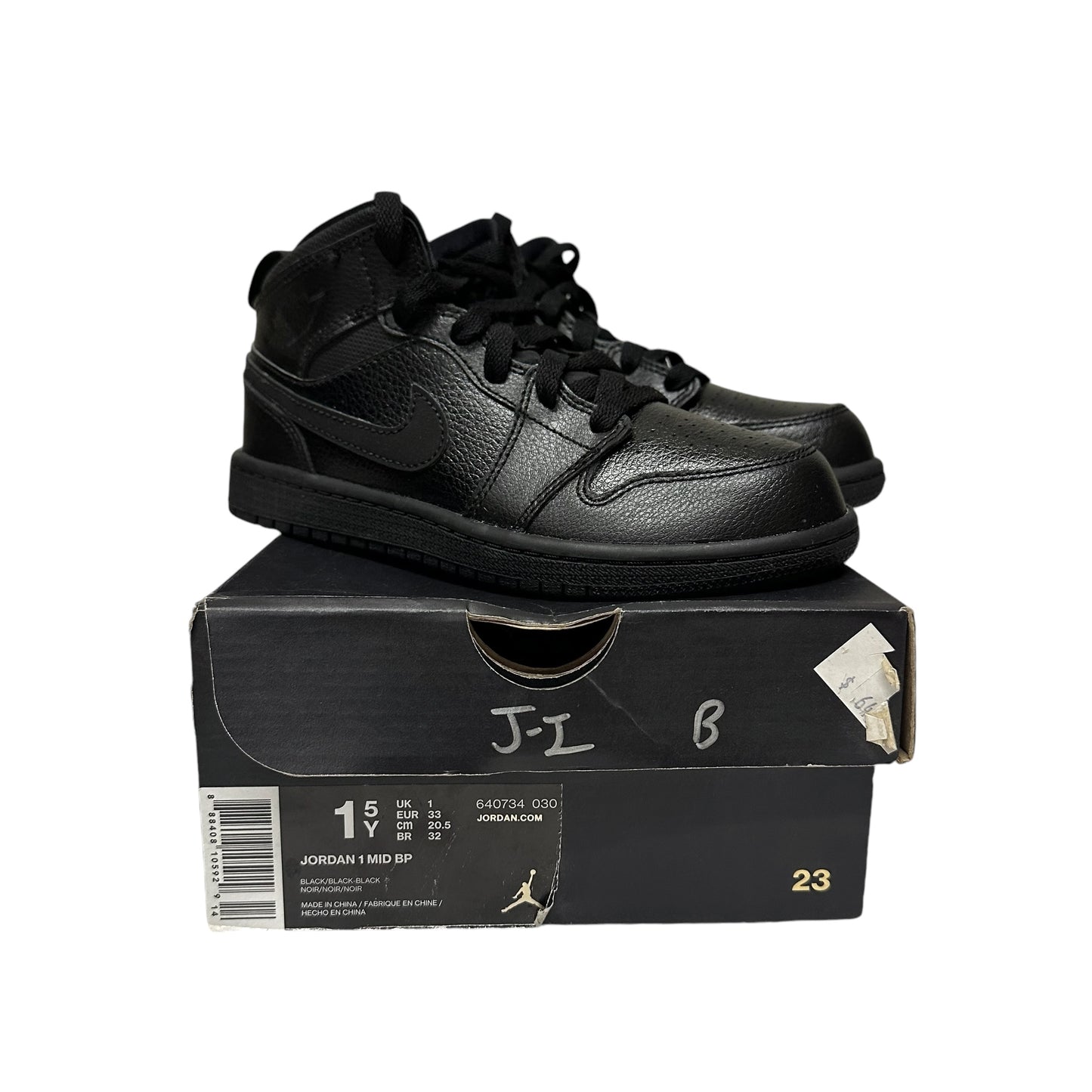 Jordan 1 Black Mid Shoes (BP) New with Box