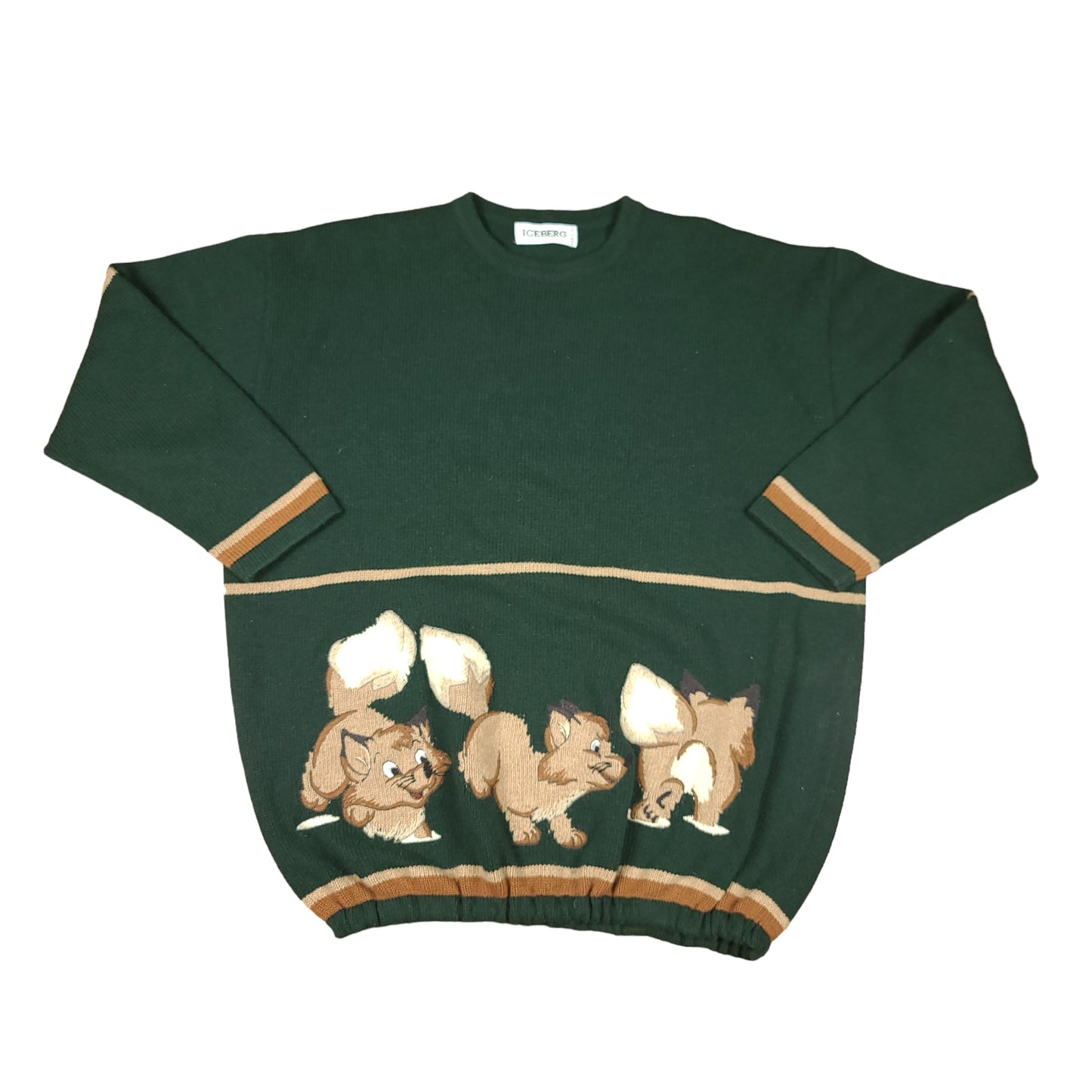 Vintage Kittens Green Iceberg Knit Sweater