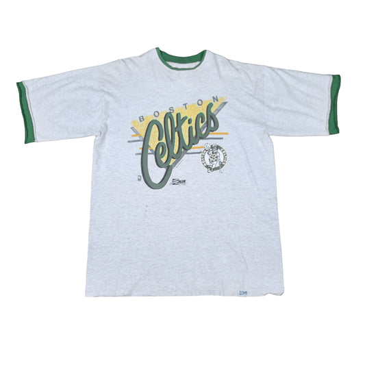 Vintage Boston Celtics NBA Gray Salem Sportswear Ringer Tee