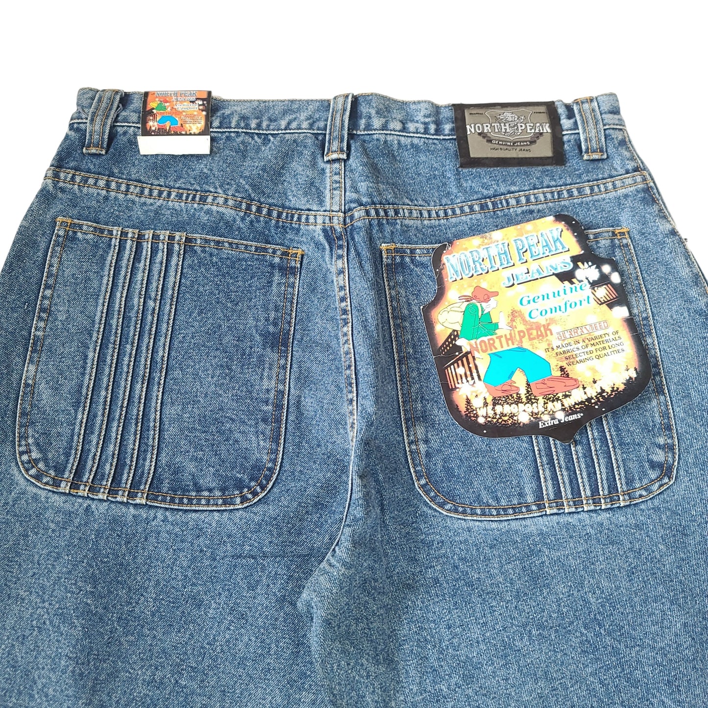 Vintage Y2K Blue North Peak Gold Embroidered Denim Pants