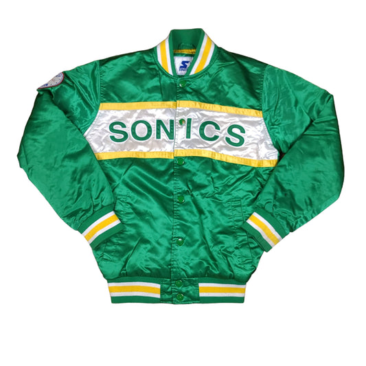 Seattle Supersonics NBA Green Satin Snap Button Jacket