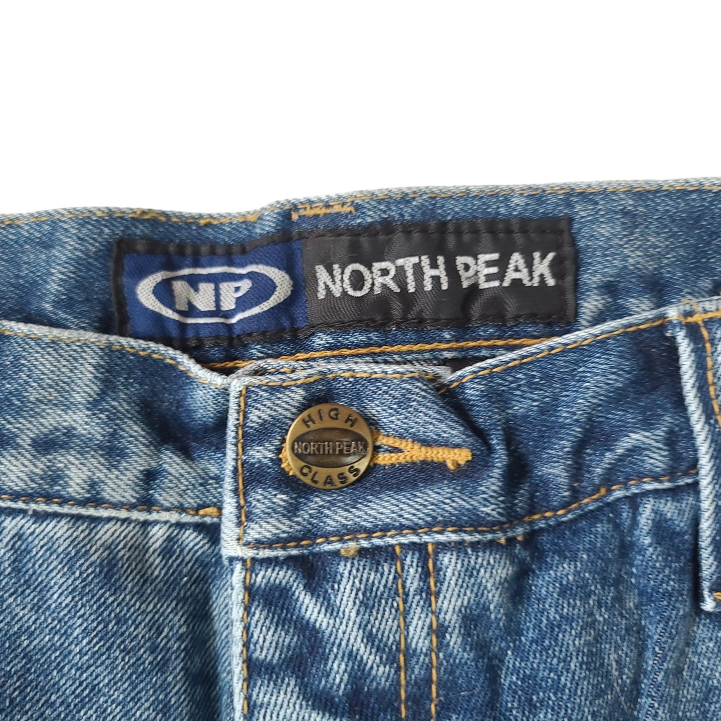 Vintage Y2K Blue North Peak Gold Embroidered Denim Pants