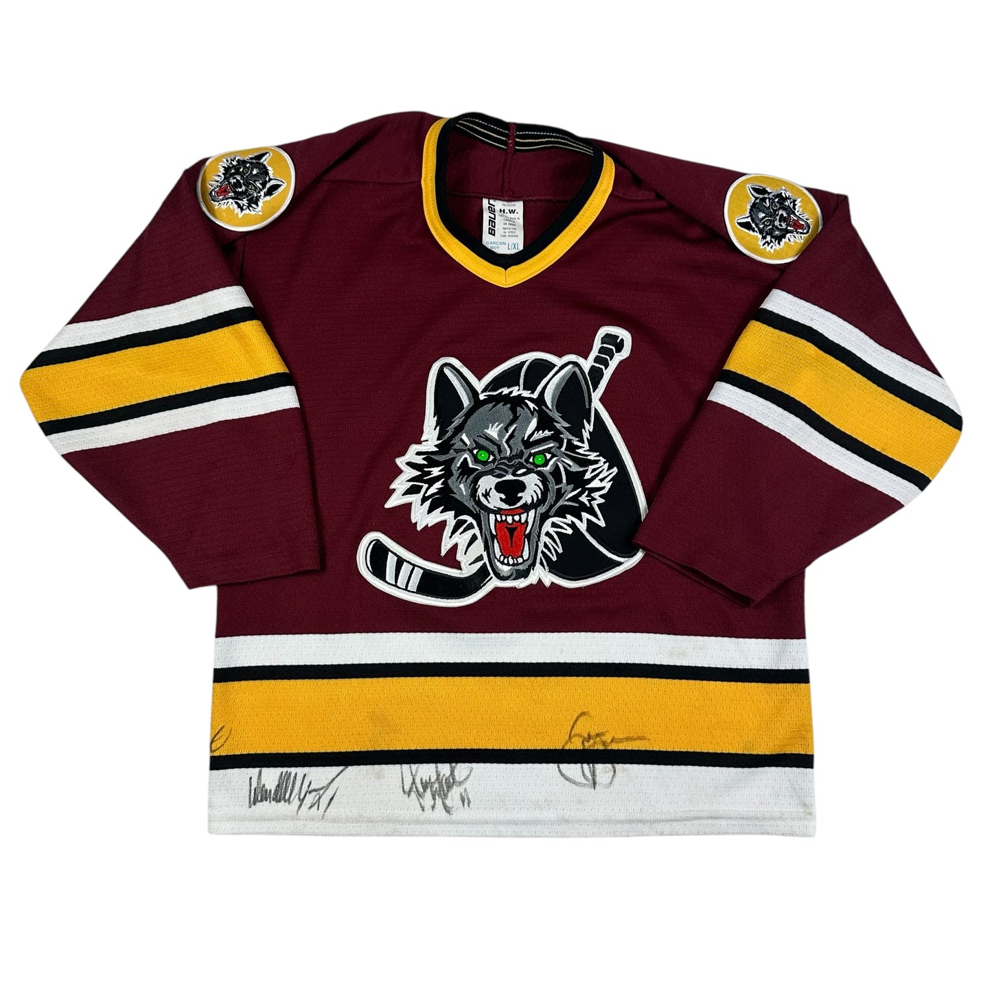 Vintage Chicago Wolves Jersey Bauer IHL Autographed Youth