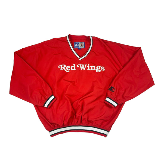 Vintage Detroit Red Wings V-Neck Pullover Windbreaker Jacket