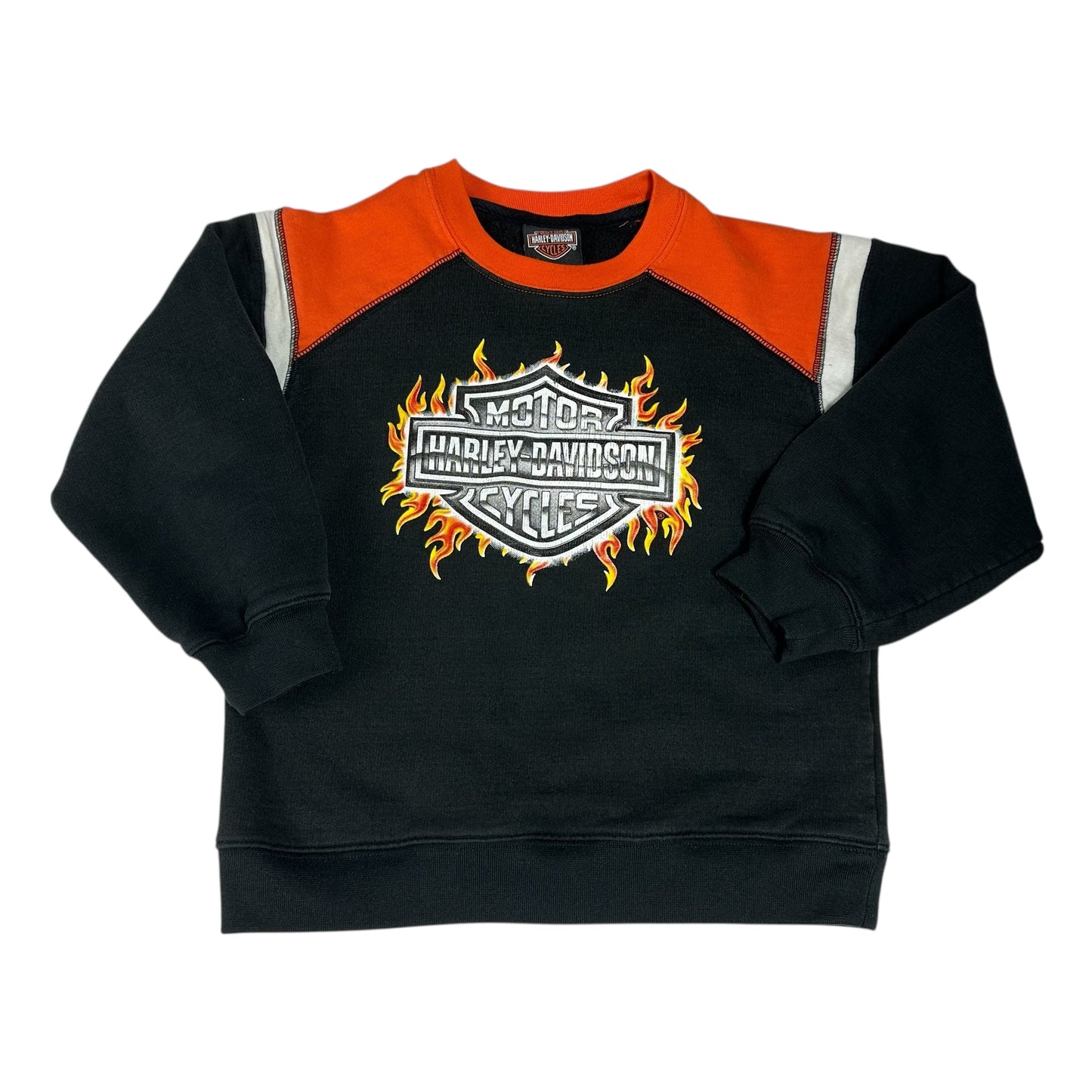 Vintage Harley Davidson Sweatshirt Flaming Chrome Logo Youth