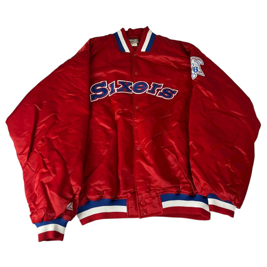 Vintage Philadelphia 76ers Jacket NBA Hardwood Classics Satin  Red