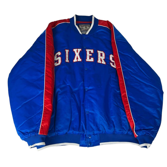 Vintage Philadelphia 76ers Jacket NBA Hardwood Classics Satin Blue