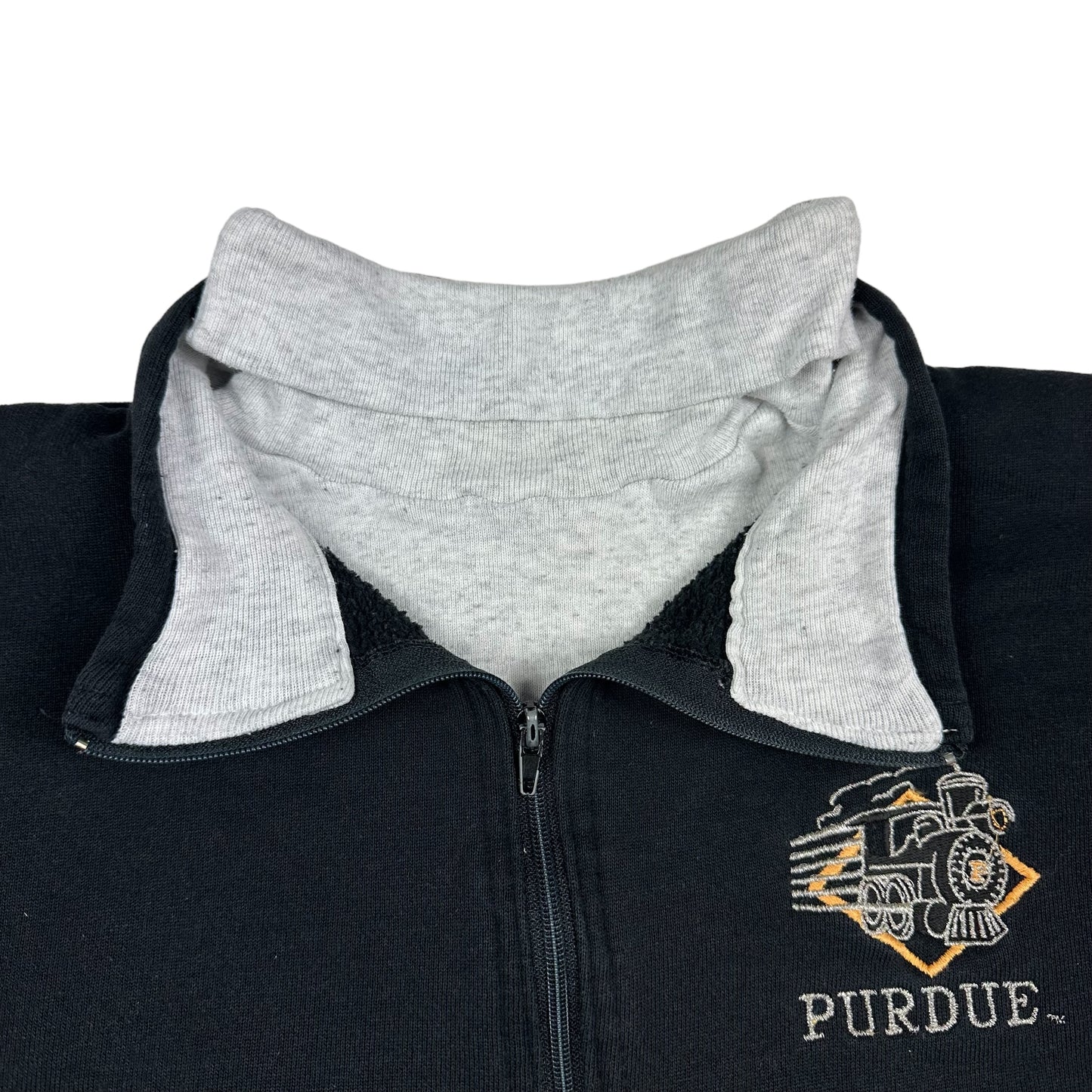 Vintage Purdue University Black 1/4 Zip Turtle Neck Sweatshirt