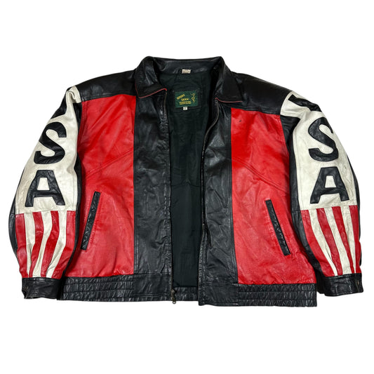 USA Vintage Leather Jacket (Broken Zipper)