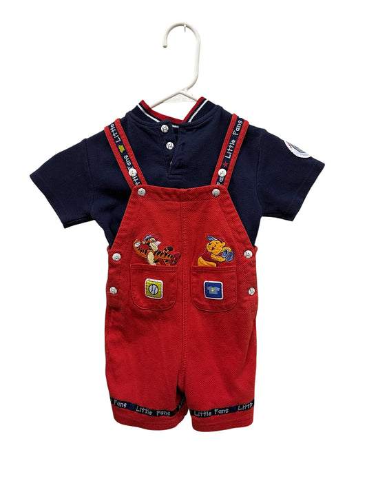 Winnie the Pooh Shortalls Baseball Set Red