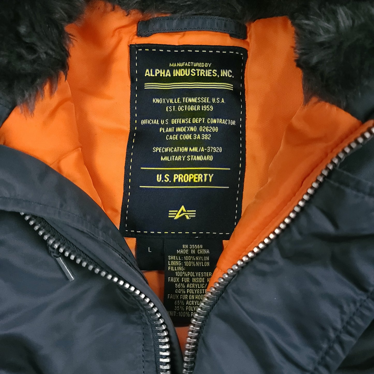 Alpha Industries Navy Blue Fur Lined Parka Jacket