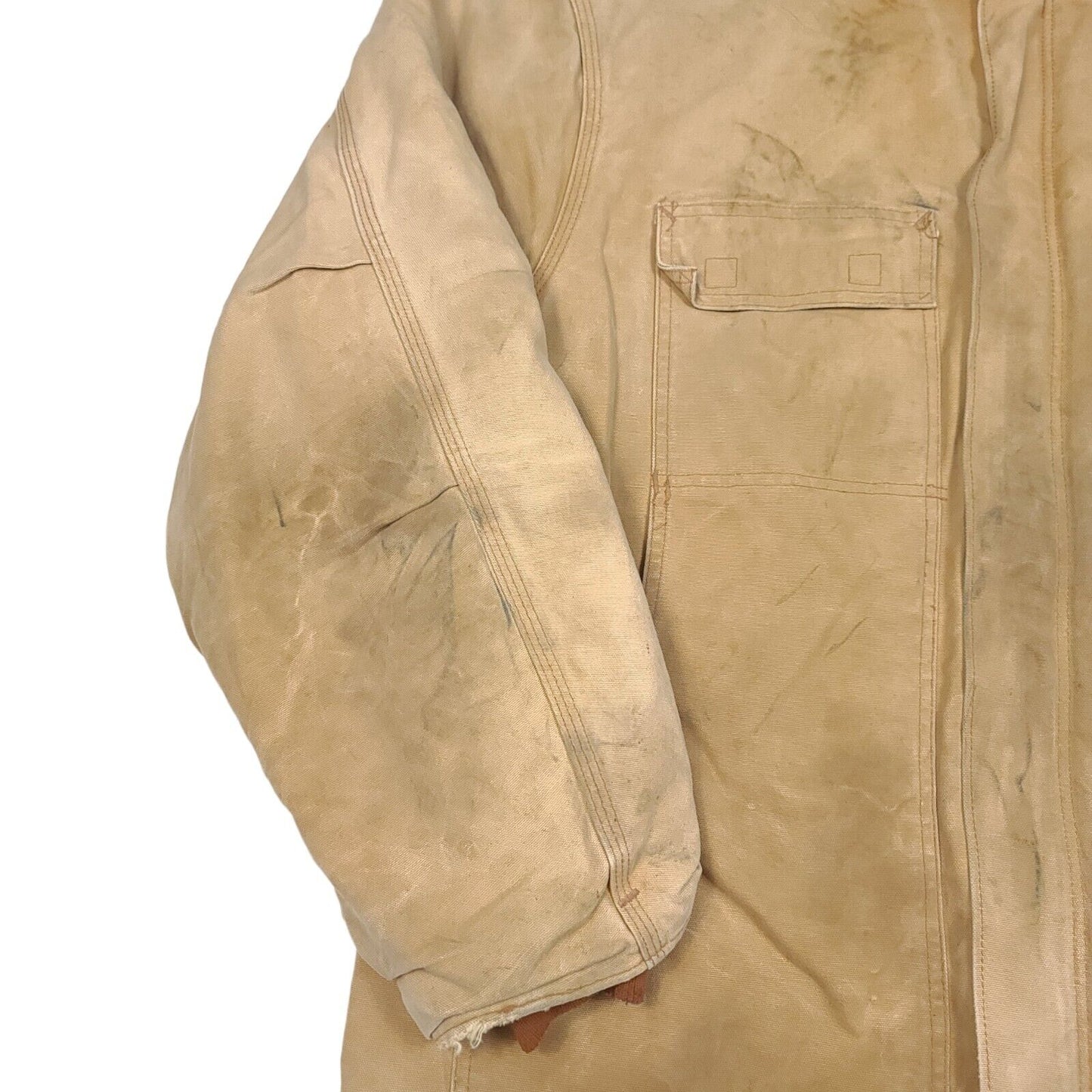 Carhartt Tan Arctic Quilt Lined Coat Jacket Distressed