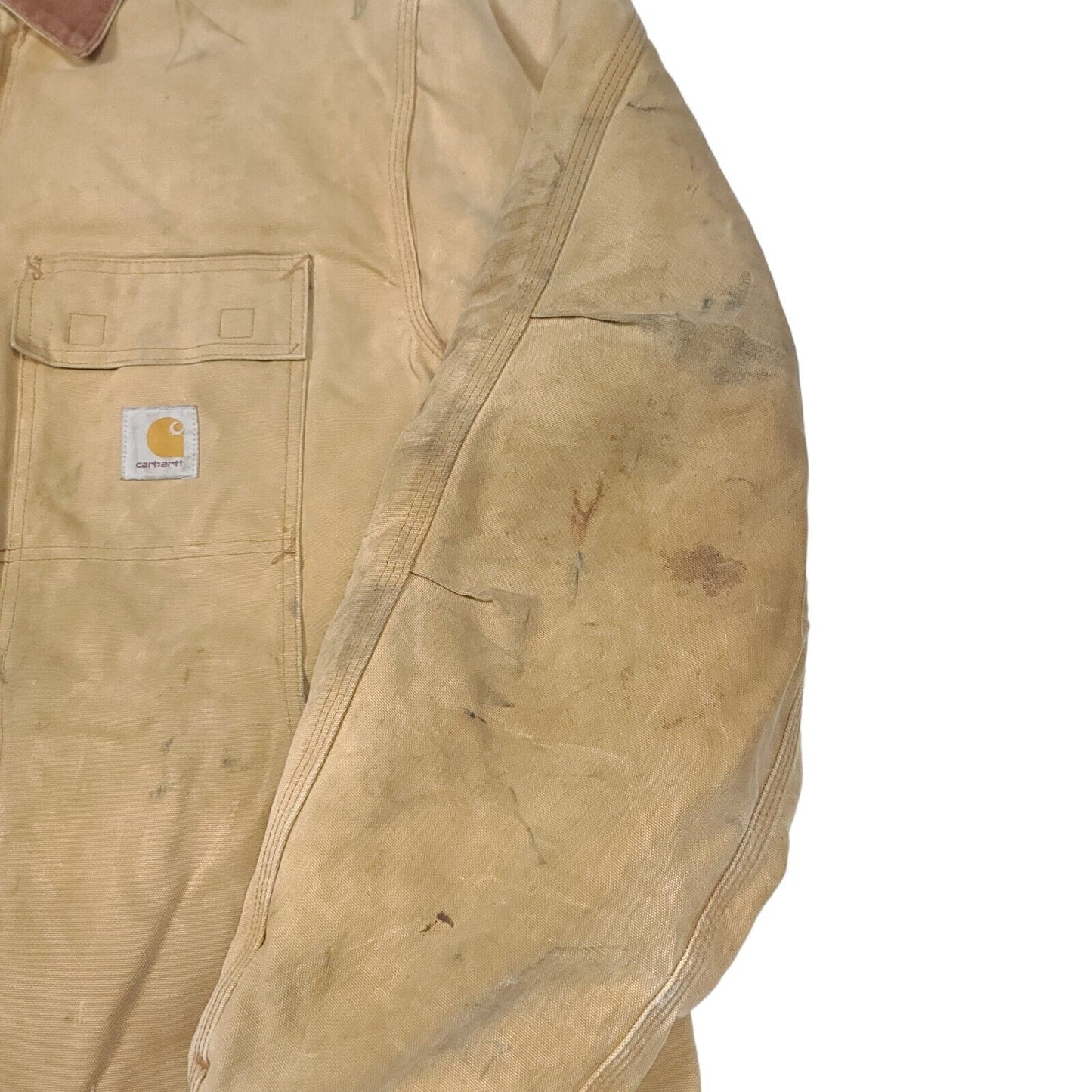 Carhartt Tan Arctic Quilt Lined Coat Jacket Distressed